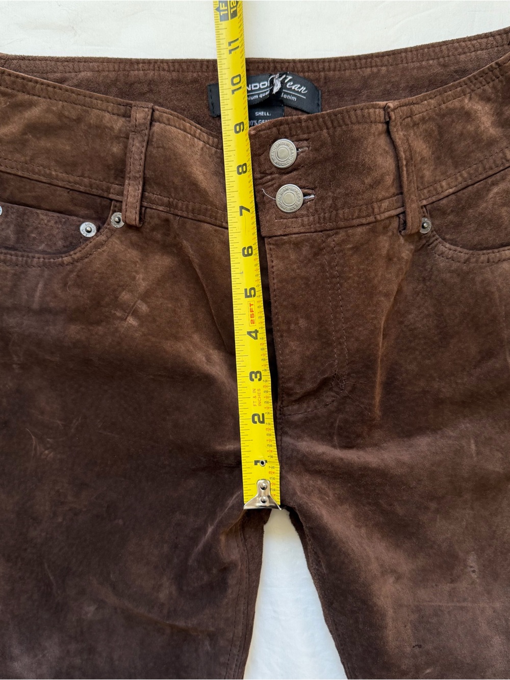 Vintage London Jean Suede Brown Low Rise Flare Pants - Picture 4 of 8